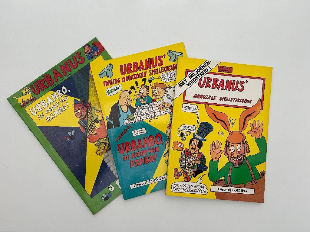 Urbanus 'Onnozele spelletjesboek' 1 en 2 + Urbambo Brantano, Gelezen, Linthout en Urbanus, Ophalen of Verzenden, Meerdere stripboeken