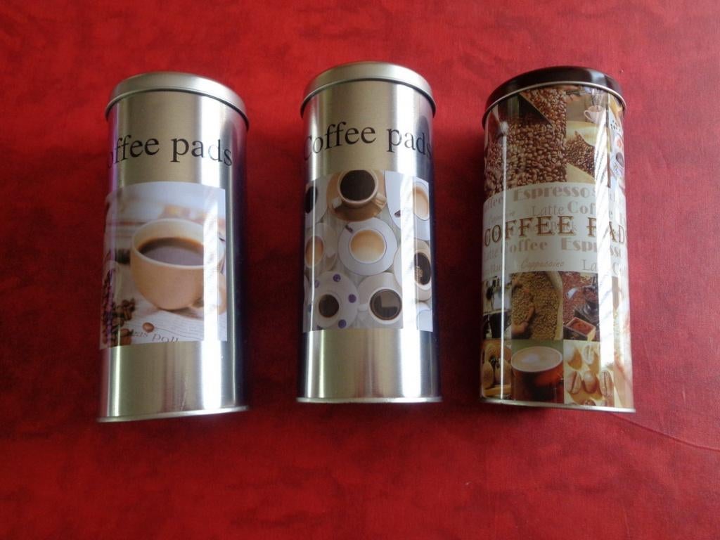 Boîtes métalliques rondes pour café, le thé, le sucre etc.…, Verzenden, Zo goed als nieuw, Koffie