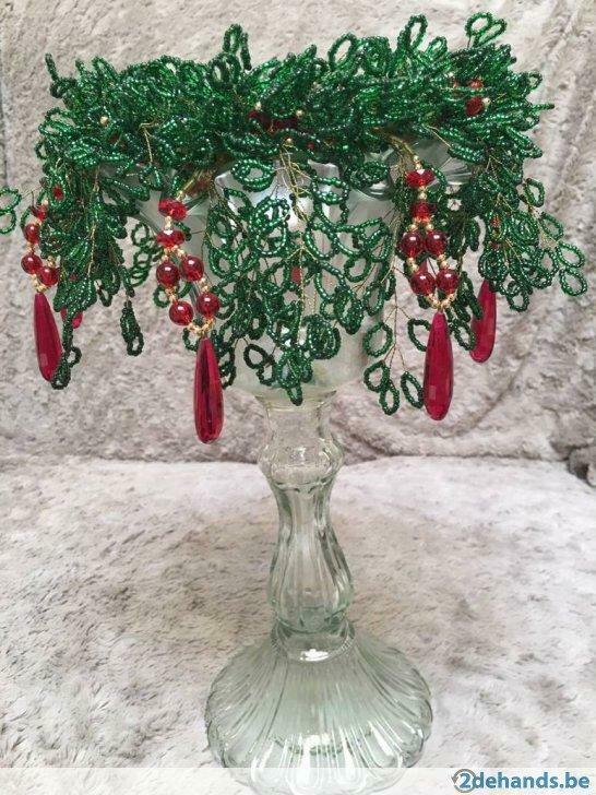 Kerst kandelaar decoratie in glas parels., Diversen, Kerst, Ophalen of Verzenden, Nieuw