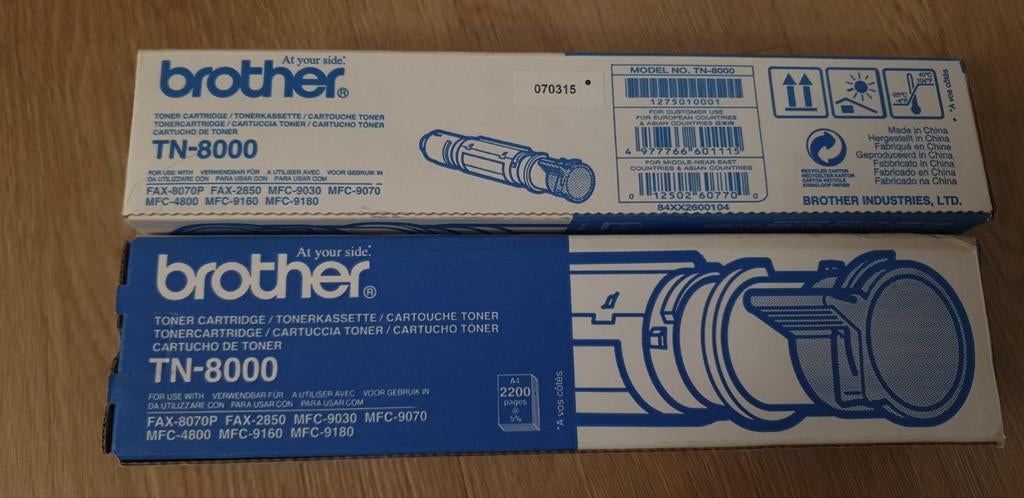 Brother toner cartridge TN-8000 Nieuw 2 stuks, Ophalen of Verzenden, Nieuw, Cartridge, Brother