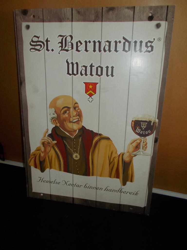 WATOU - St. Bernardus abdijbier reclame - karton - 42x30cm., Enlèvement ou Envoi, Comme neuf, Panneau, Plaque ou Plaquette publicitaire