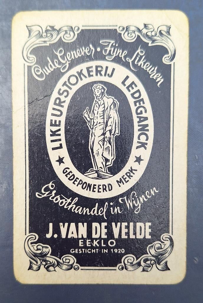 Speelkaart Eeklo  – Van de Velde Ledeganck, blauw_79, Ophalen of Verzenden, Gebruikt, Speelkaart(en)