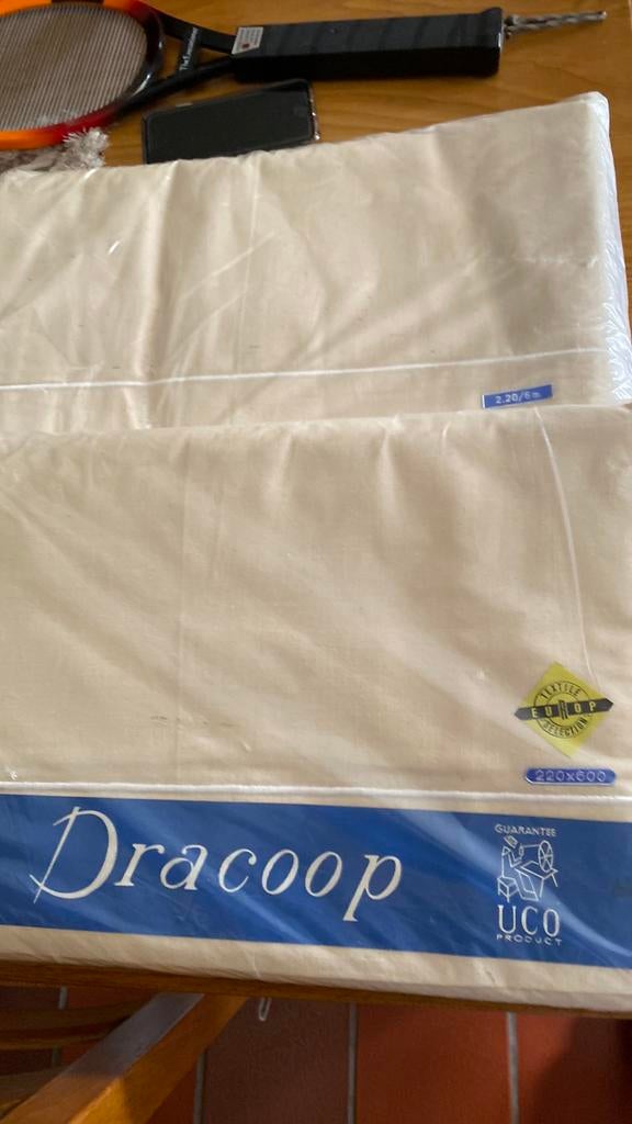 Draps de lit 220/600 cm véritable coton très grand lit, Neuf, Blanc, Autres types