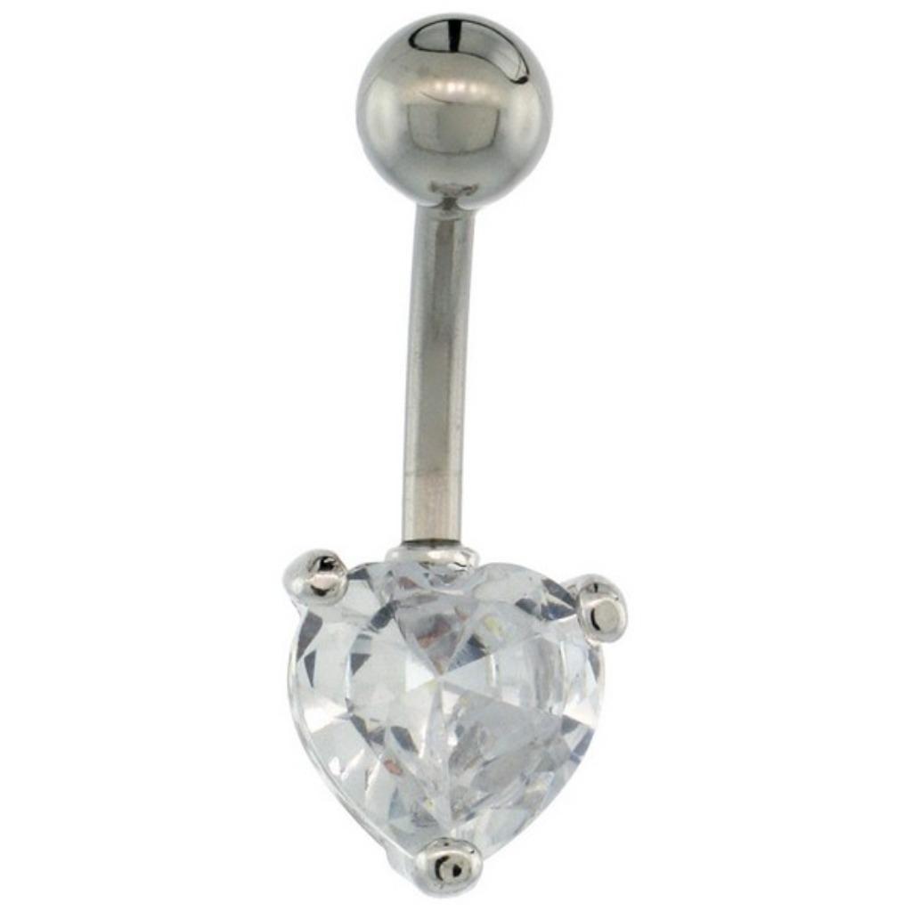 Piercing nombril coeur en acier avec zircone, Bijoux, Sacs & Beauté, Piercings, Enlèvement ou Envoi, Neuf, Acier, Piercing nombril