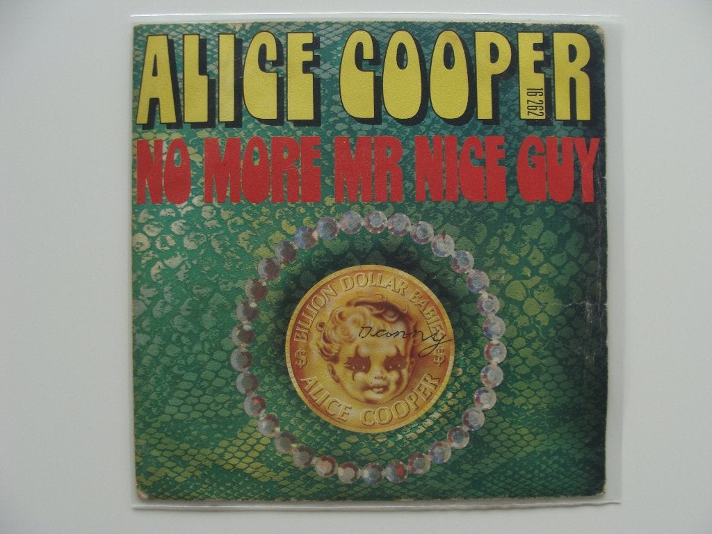 Alice Cooper – No More Mr Nice Guy (1973), Beschermende buitenhoes, Ophalen of Verzenden, 7 inch, Rock en Metal