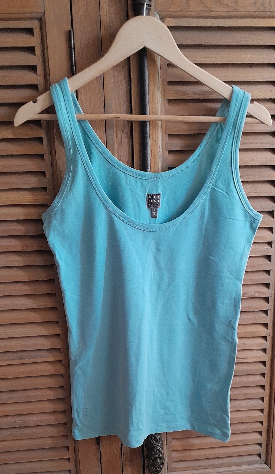 Prachtig stretch topje large..Rituals, Enlèvement ou Envoi, Bleu, Taille 42/44 (L), Sans manches