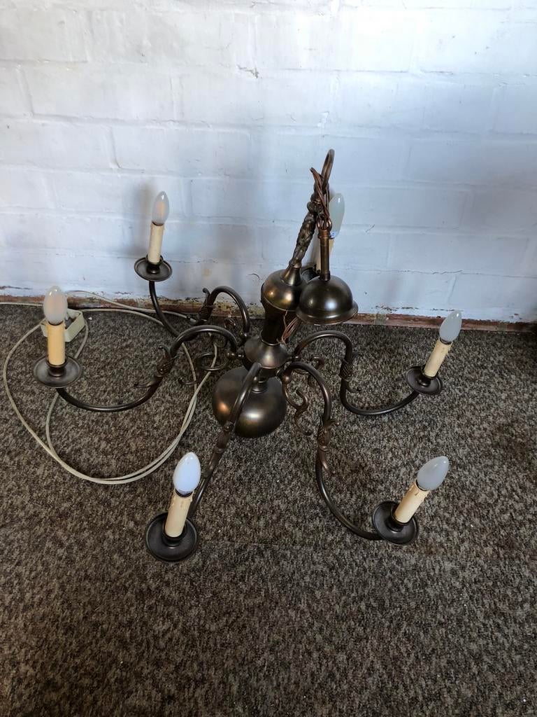 Luster met 6 armen en kaarsenlampen, Huis en Inrichting, Ophalen, Gebruikt, Klasiek