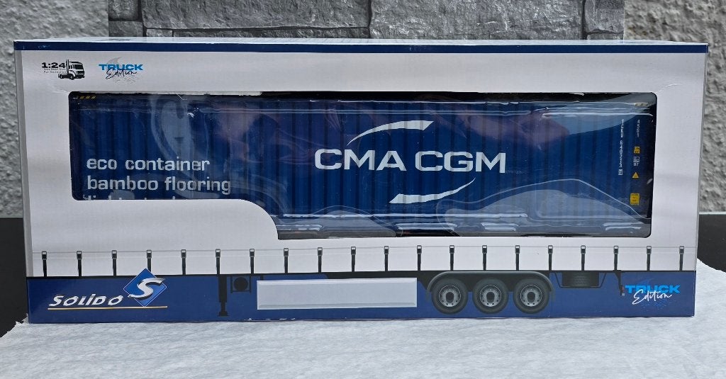 Semi container blue CMA CGM 1/24ème solido, Hobby en Vrije tijd, Modelauto's | 1:24, Nieuw, Ophalen of Verzenden, Bus of Vrachtwagen