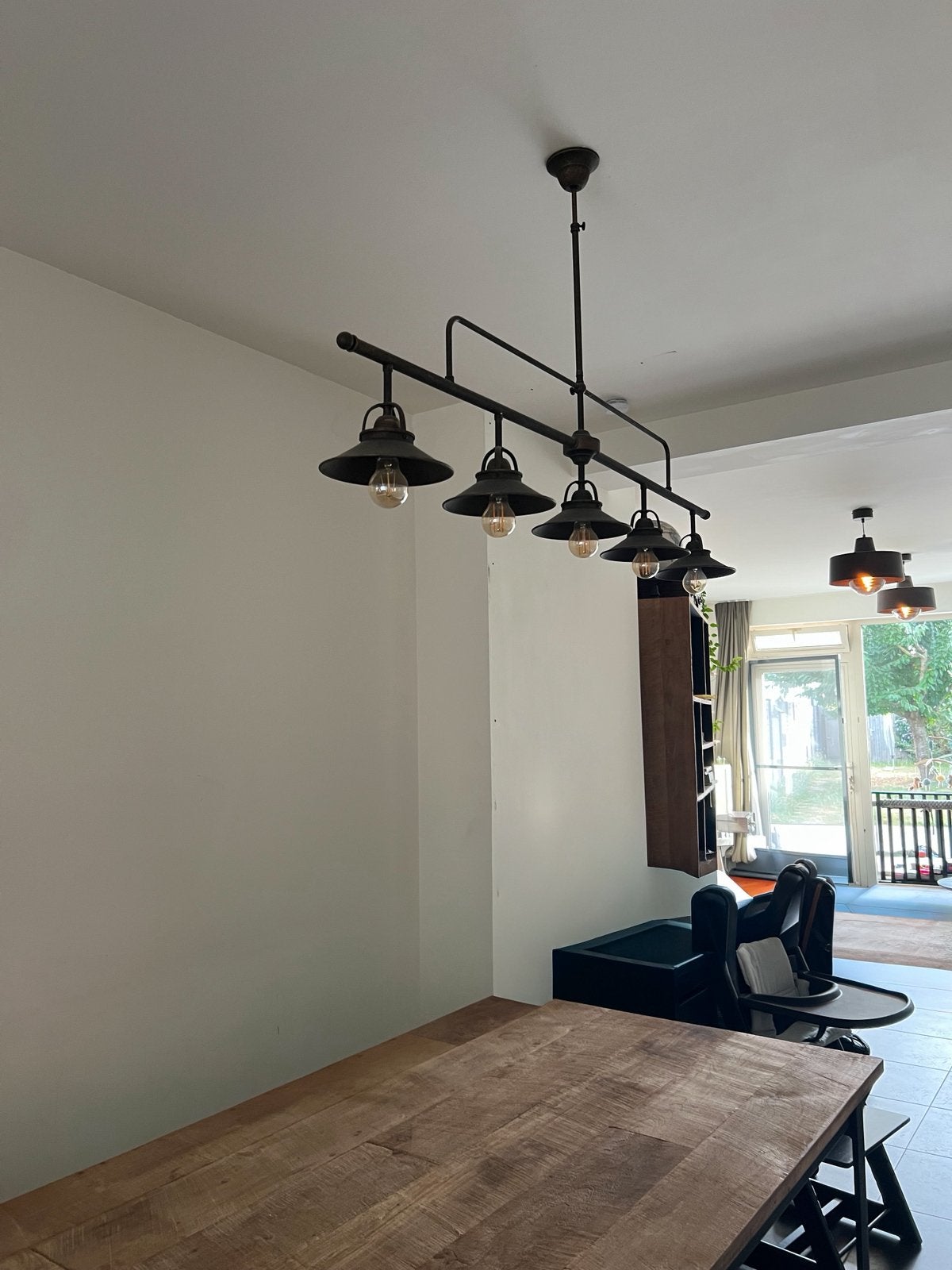 Industriële hanglamp / luster, Huis en Inrichting, Lampen | Hanglampen, Ophalen, Zo goed als nieuw, Metaal, E27 (groot)