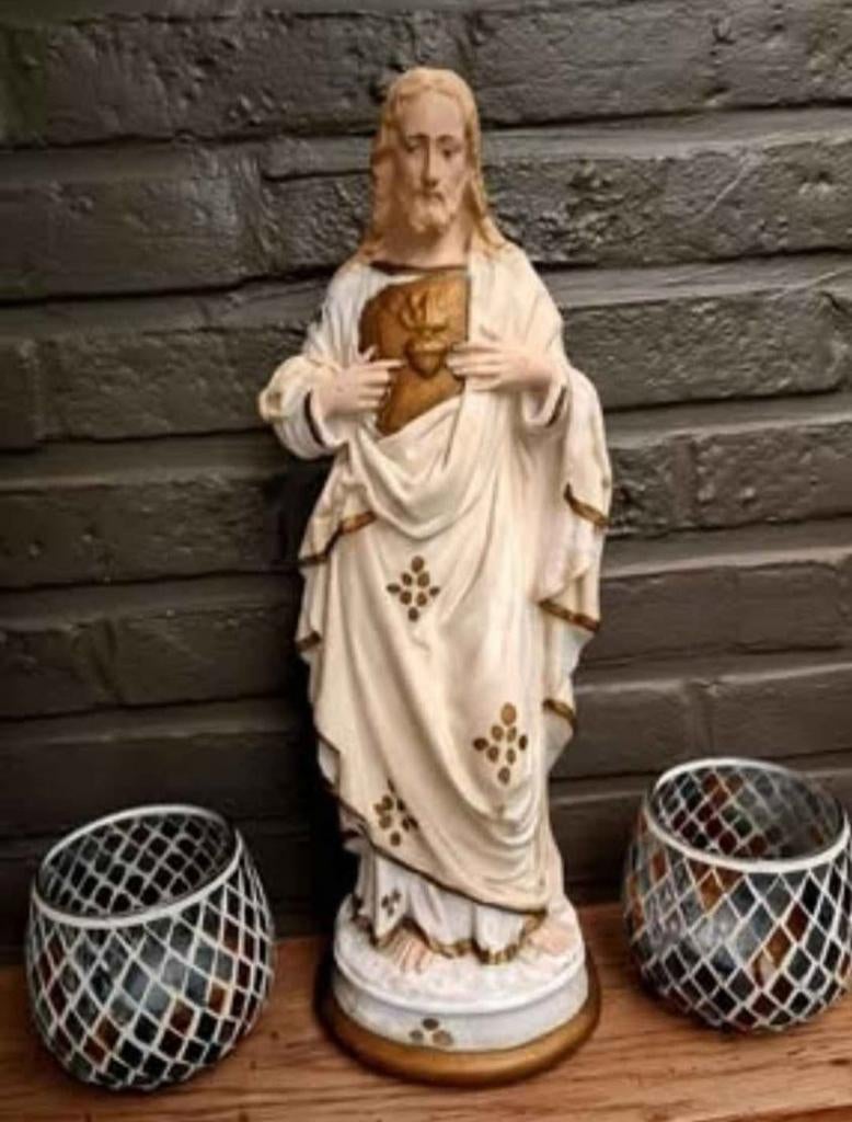 Prachtig, groot beeld, H Hart, Antiek en Kunst, Antiek | Religieuze voorwerpen, Ophalen of Verzenden