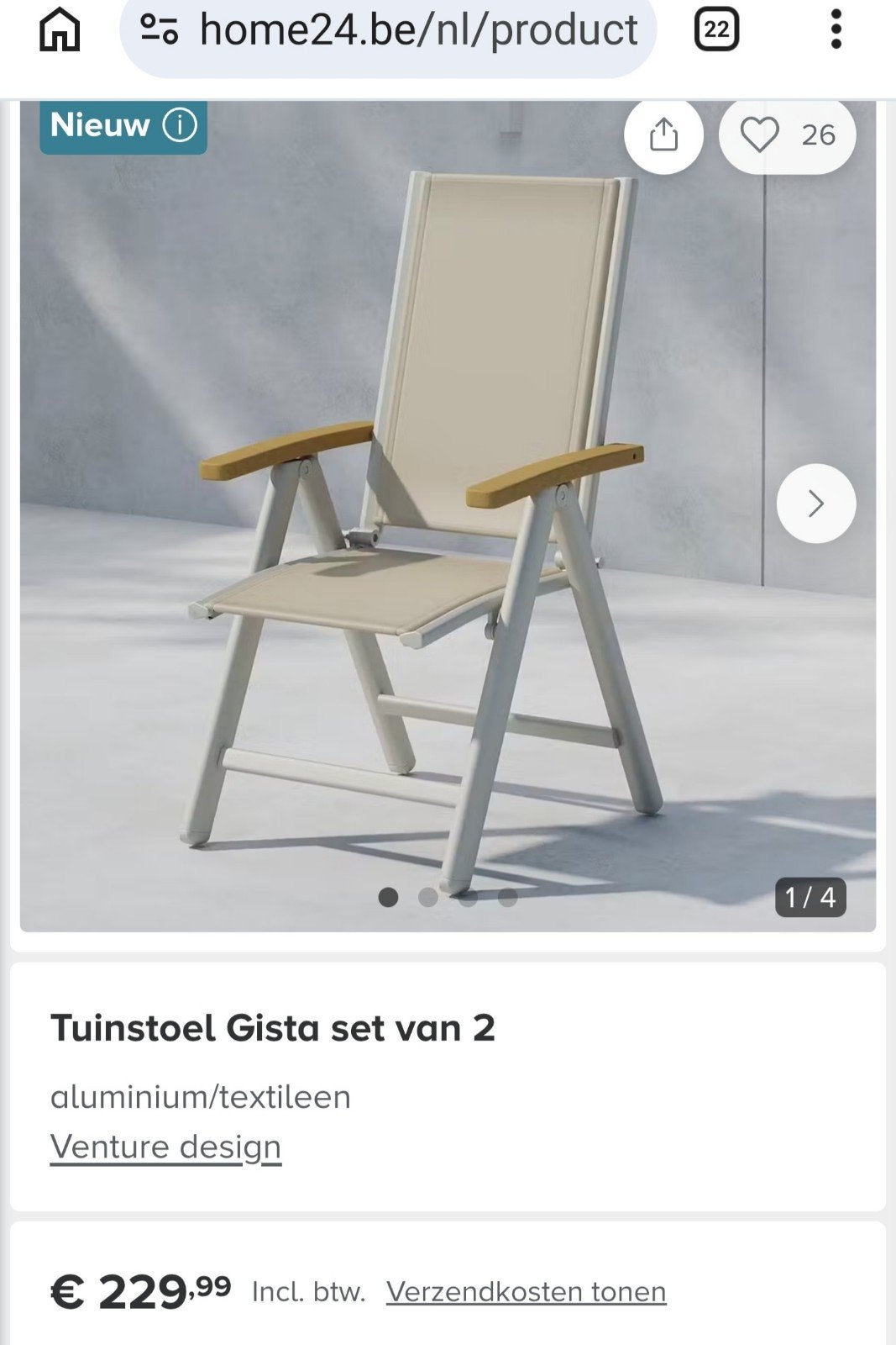 2 tuinstoelen NIEUW, Tuin en Terras, Ophalen