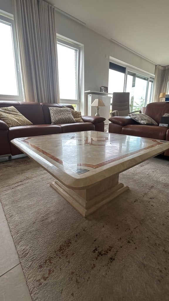 Prachtige marmeren salontafel – massief en luxueus, 100 à 150 cm, Klassiek, Comme neuf, 100 à 150 cm