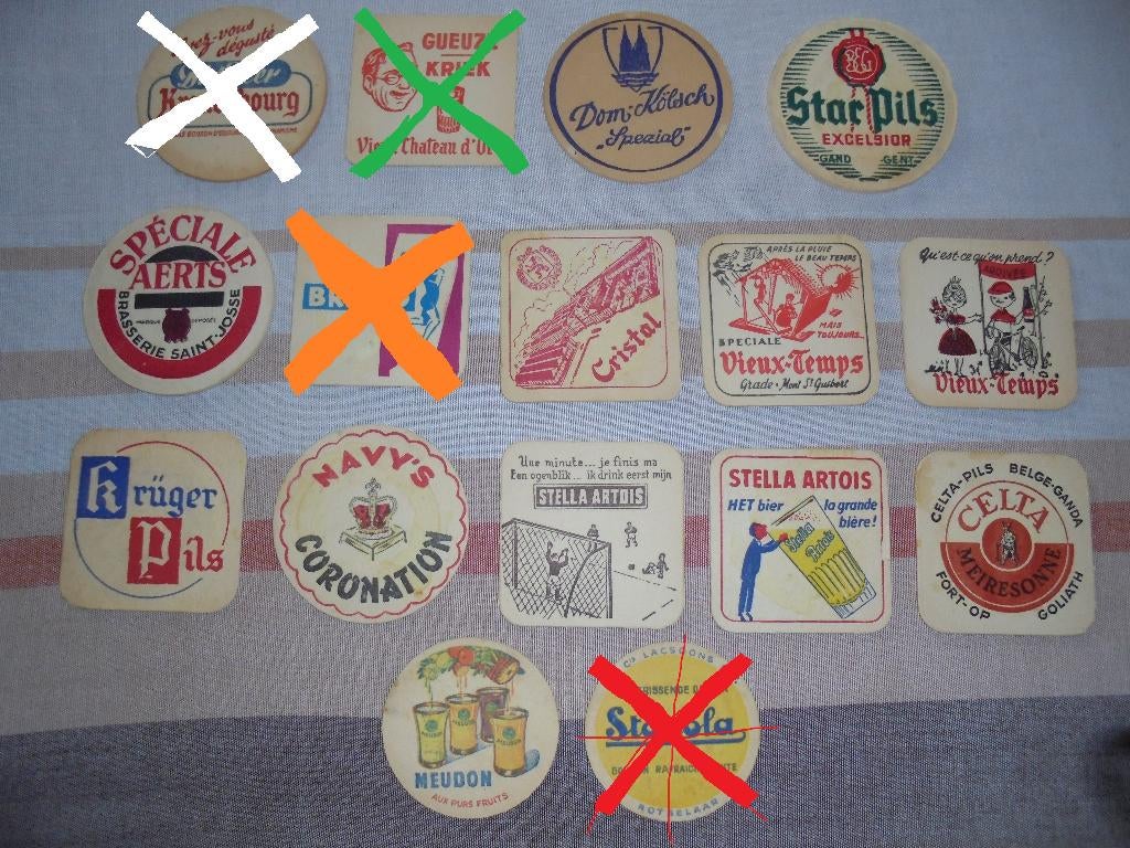 oude bierviltjes onderzetters bierkaartjes 50s viltjes retro, Ophalen of Verzenden, Gebruikt, Viltje(s), Overige merken