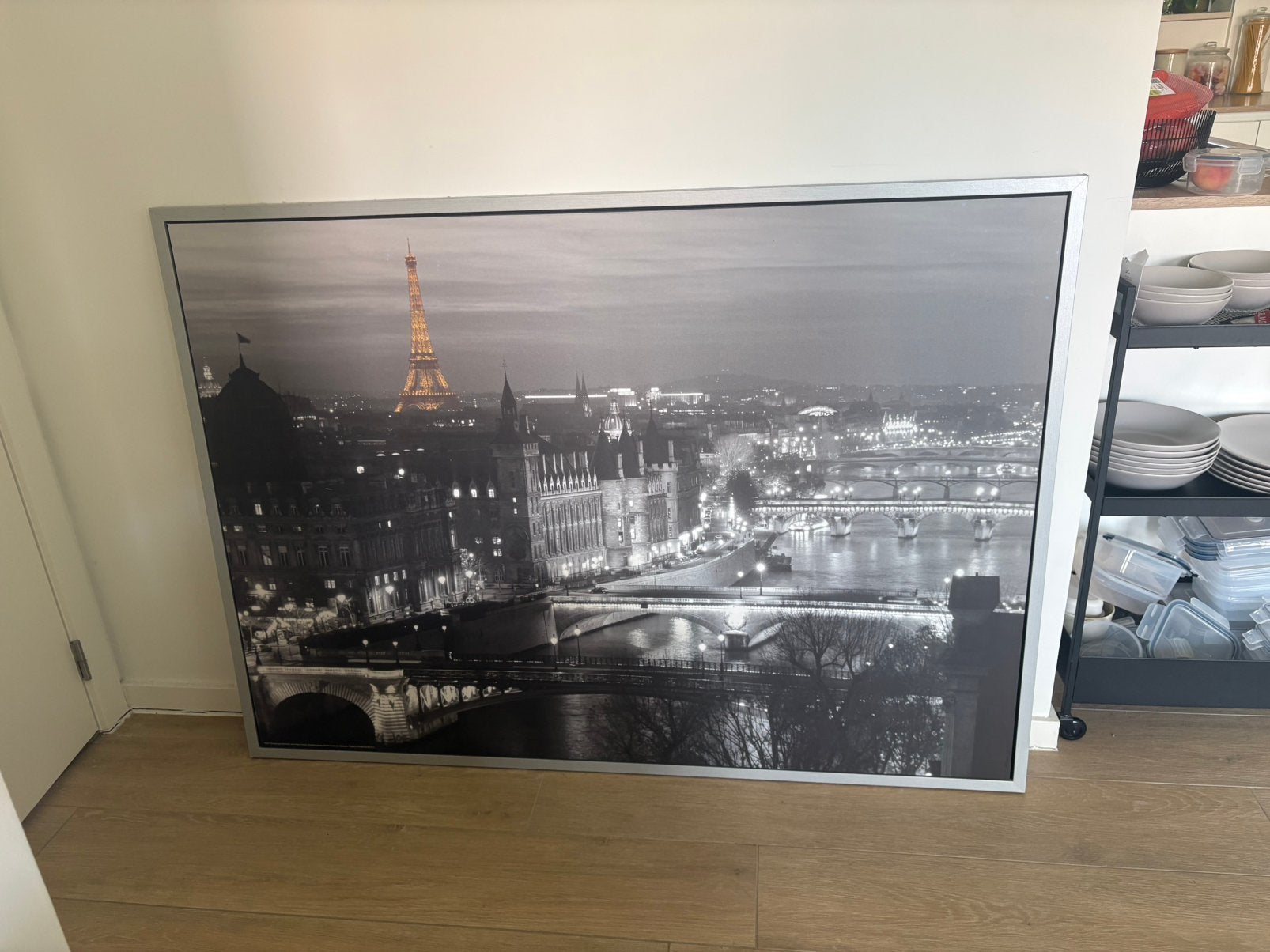 Poster parijs 140x100cm, Canevas ou Toile, Rectangulaire horizontal, Comme neuf, Enlèvement