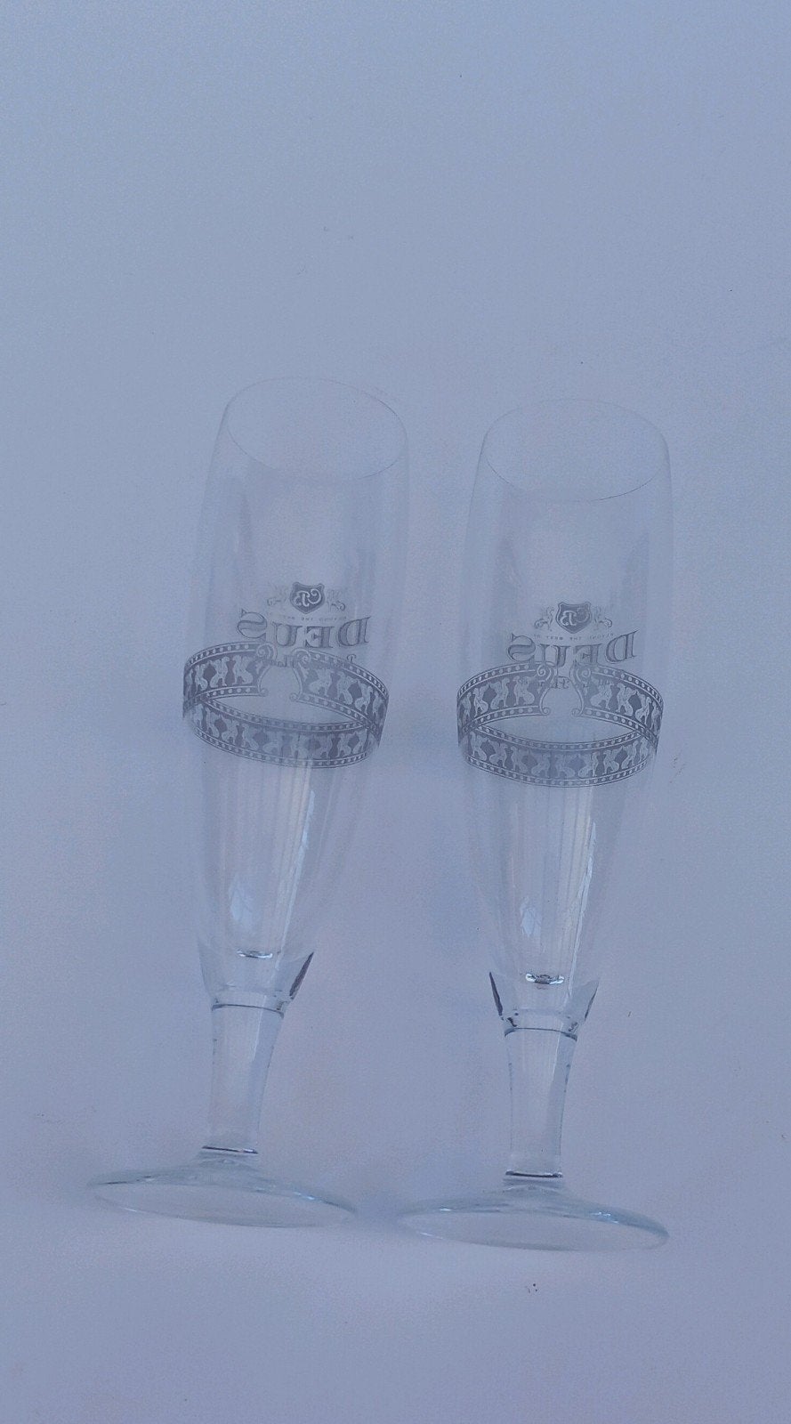 Een paar Deus 'Brut des Flandres' champagneflute bierglazen, Ophalen of Verzenden, Zo goed als nieuw, Bierglas
