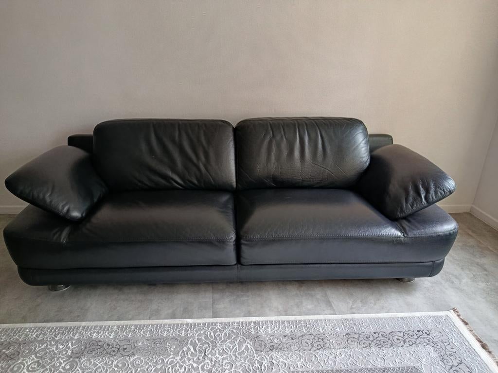 Zwarte lederen zetel – in zeer goede staat, Huis en Inrichting, Zetels | Zetels, Ophalen