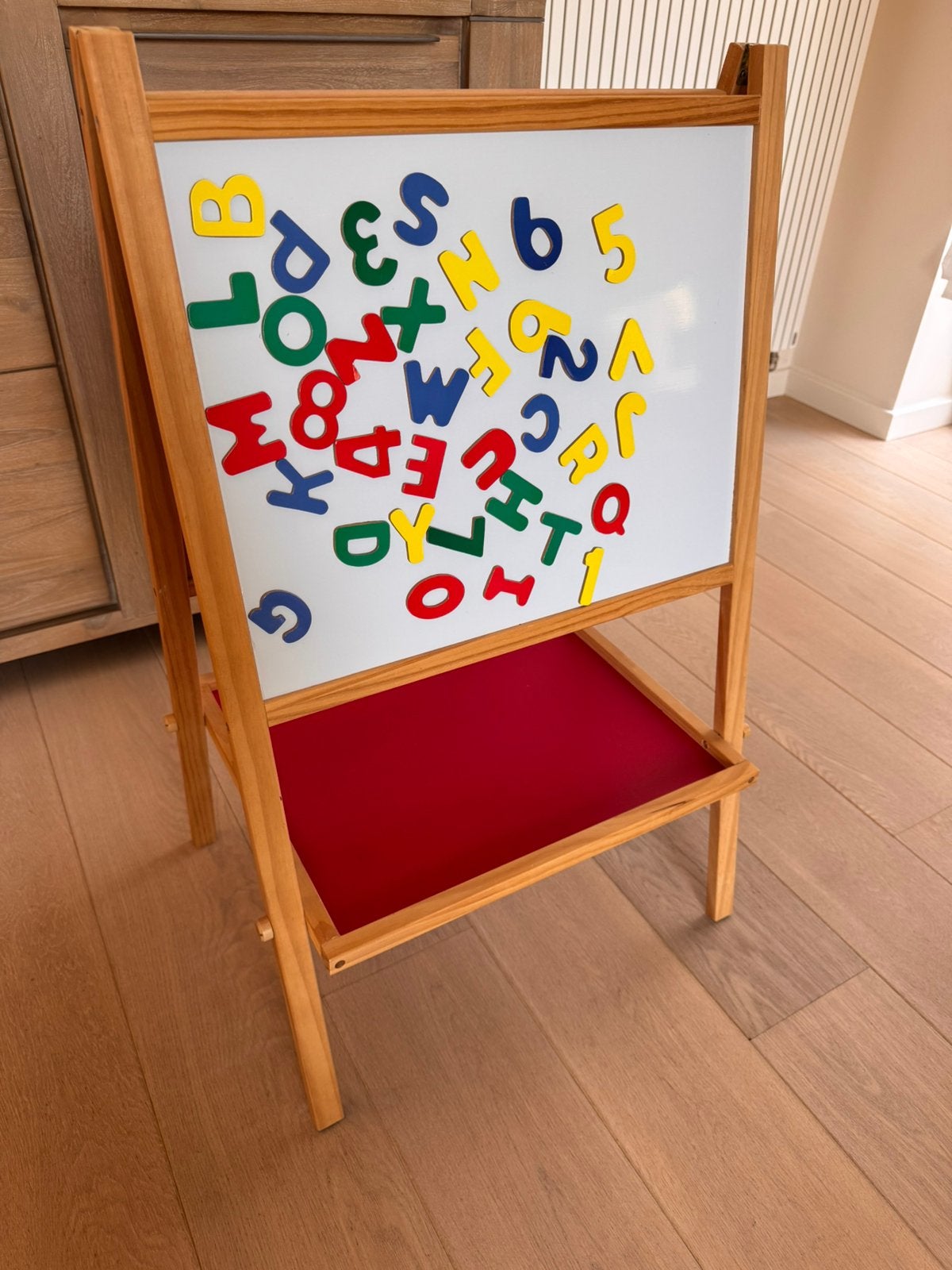 Houten magneetbord / krijtbord met extra accessoires, Ophalen, Gebruikt, Krijtbord