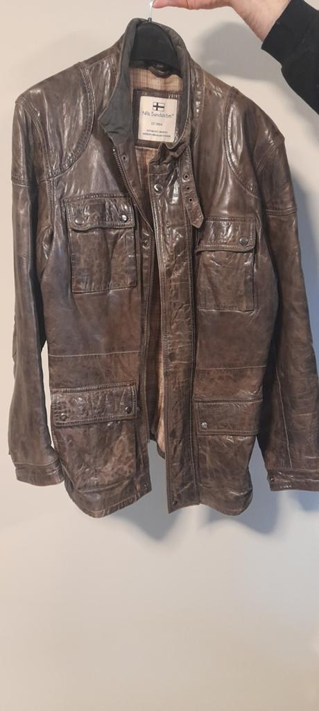 Nils Sundström leren jas voor heren., Kleding | Heren, Ophalen, Maat 52/54 (L), Bruin