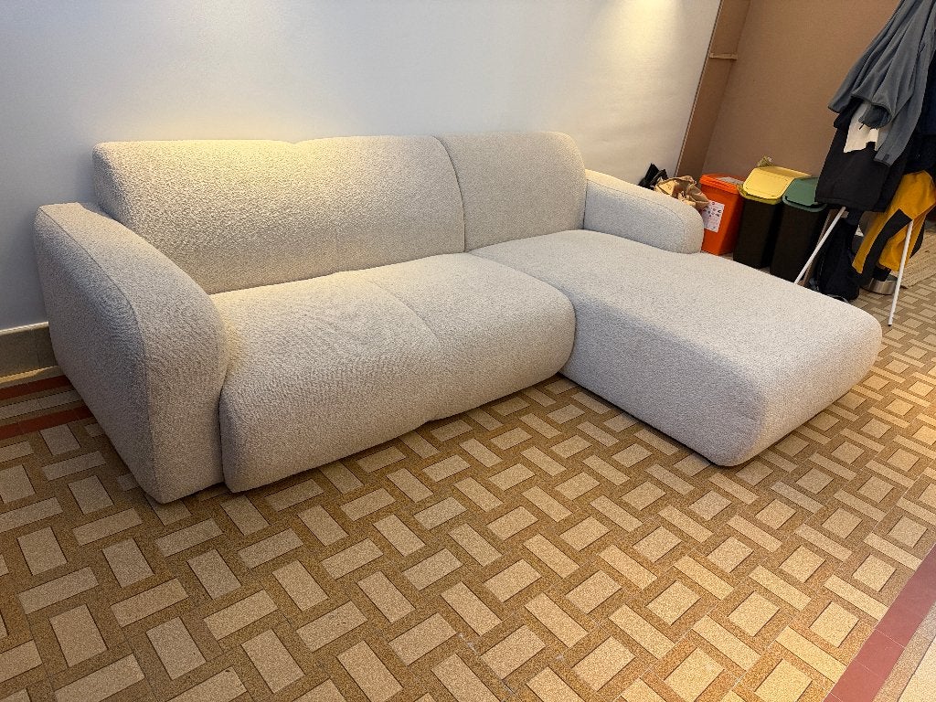 Windsor & Co Lola hoekbank - ecru chenille, Ophalen, Kunststof, Hoekbank, Zo goed als nieuw