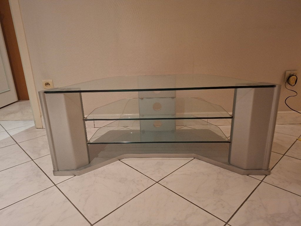 Meuble télé en verre, Maison & Meubles, Moins de 100 cm, Comme neuf, Enlèvement, En verre