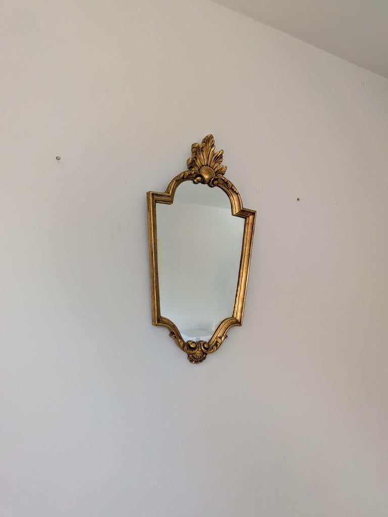 Barok gouden kuifspiegel, Antiek en Kunst, Ophalen