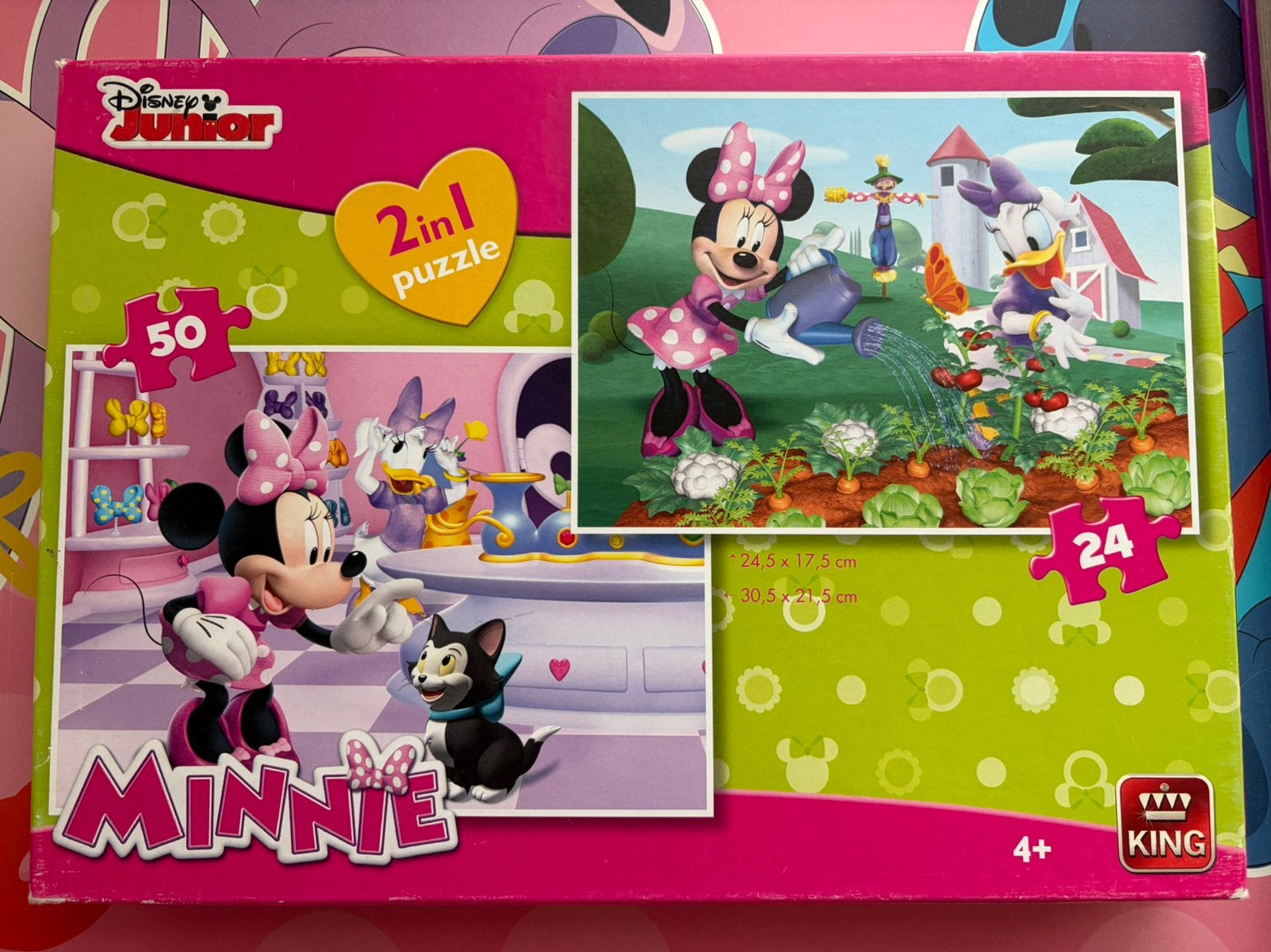 Puzzel Minnie Mouse, 2 in 1, Enlèvement ou Envoi, 10 à 50 pièces, Comme neuf, 4 à 6 ans