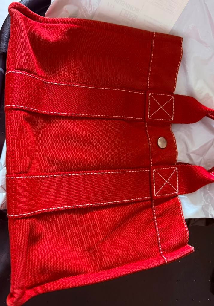 Hermès Deauville PM tas — Rood canvas — Uitstekende staat, Handtassen en Accessoires, Tassen | Damestassen, Zo goed als nieuw