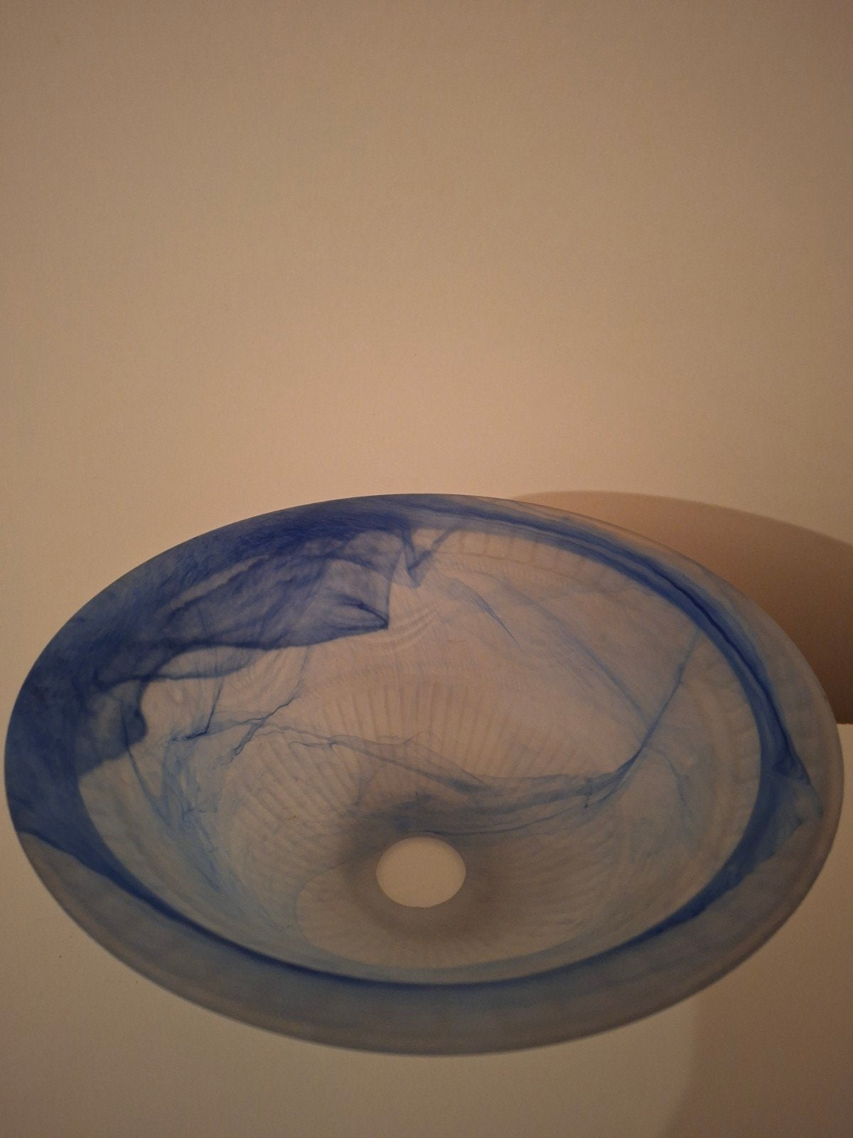Blauw/wit glazen lampkap, Blauw, Rond, Nieuw, Ophalen of Verzenden