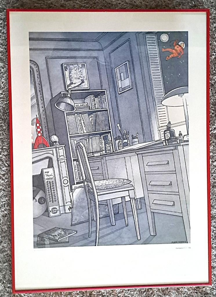 A.Korkos zeefdruk-Hom. Hergé/Kuifje-Gesigneerd en genummerd, Ophalen of Verzenden