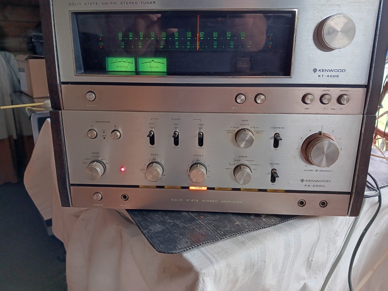 Tuner  versterker  Kenwood, Audio, Tv en Foto, Versterkers en Ontvangers, Ophalen, 120 watt of meer