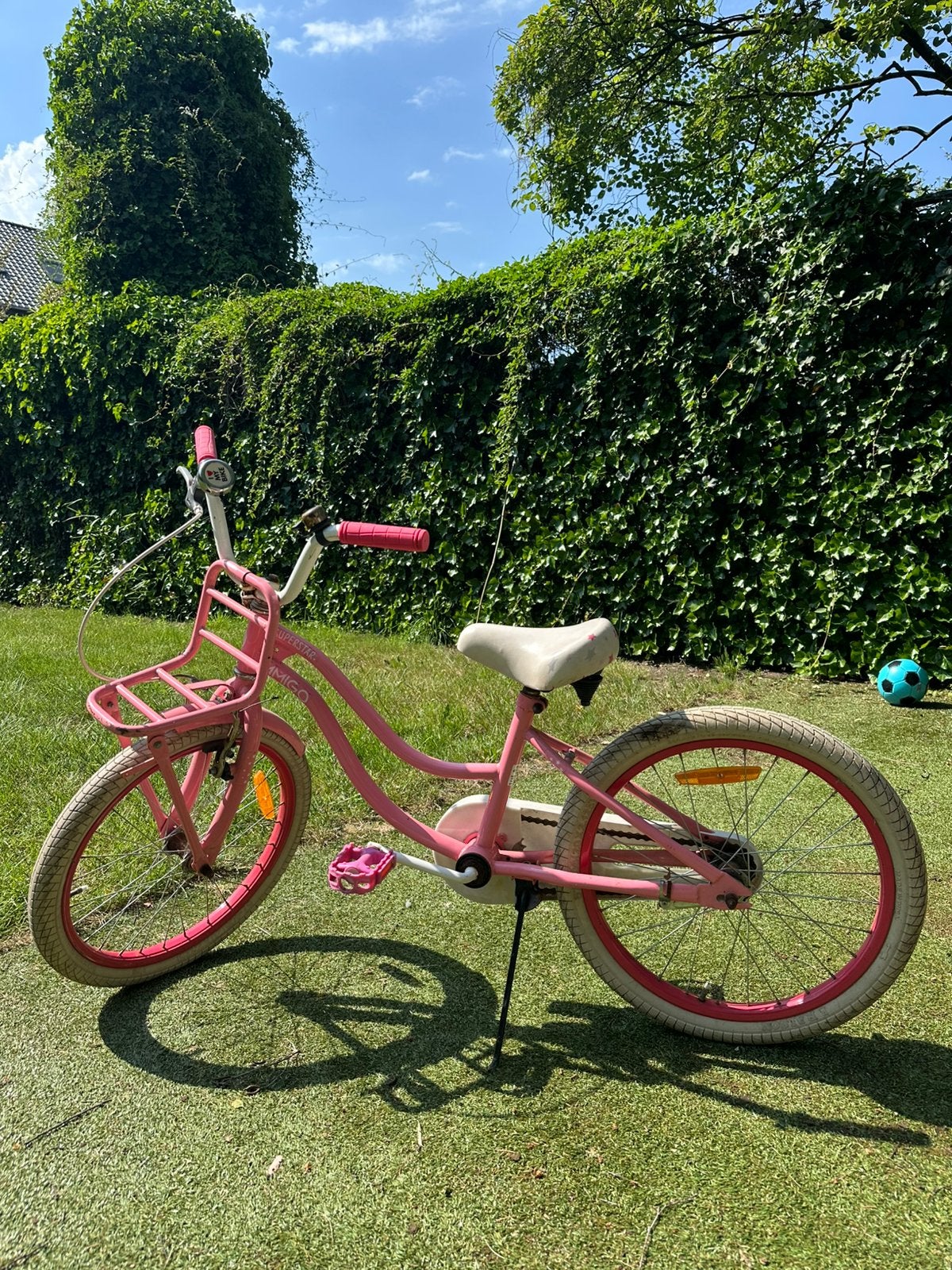 Meisjesfiets roze 20”, Ophalen, Gebruikt, Terugtraprem