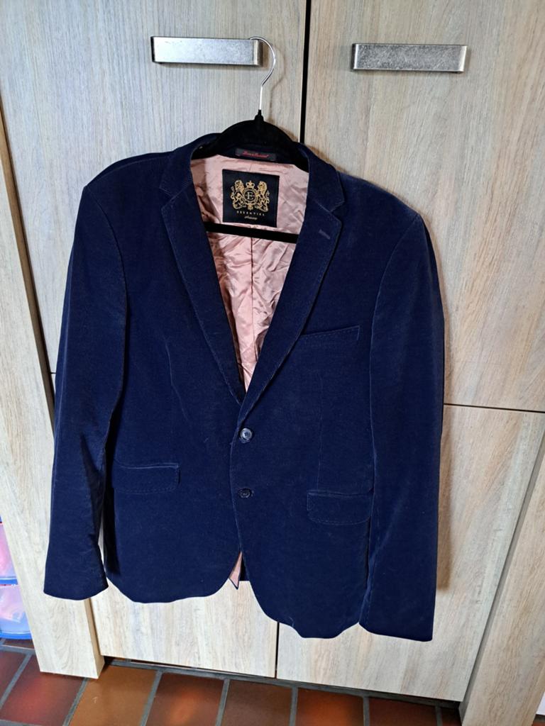 Essentiel antwerp Fluweel vest 52it(l/xl) blauw velvet., Enlèvement, Bleu