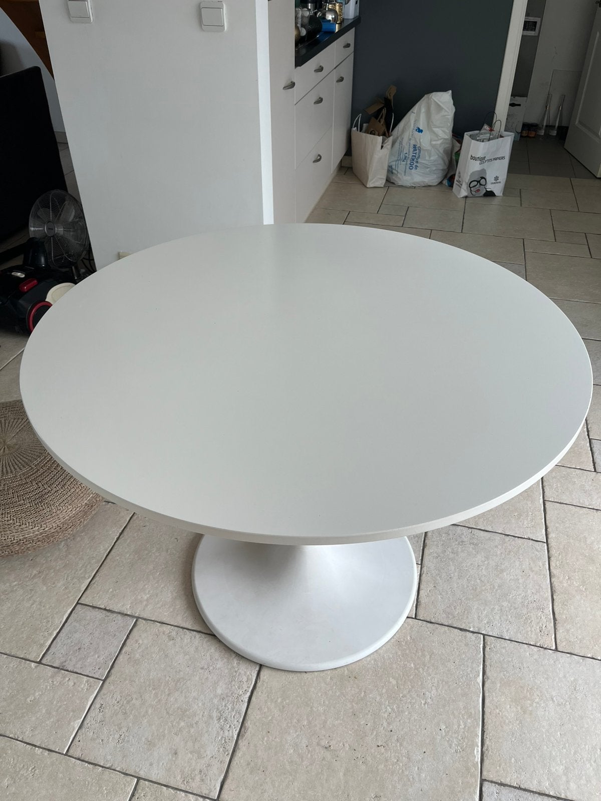 Table ronde blanche IKEA, Ophalen, 50 – 75, Rond, Overige houtsoorten