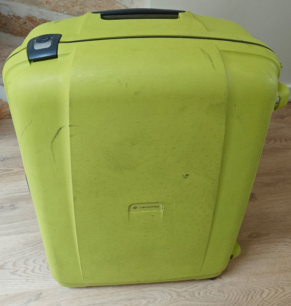 Grote groene Samsonite reiskoffer, Handtassen en Accessoires, Koffers, Gebruikt, Hard kunststof, 70 cm of meer, 35 tot 45 cm