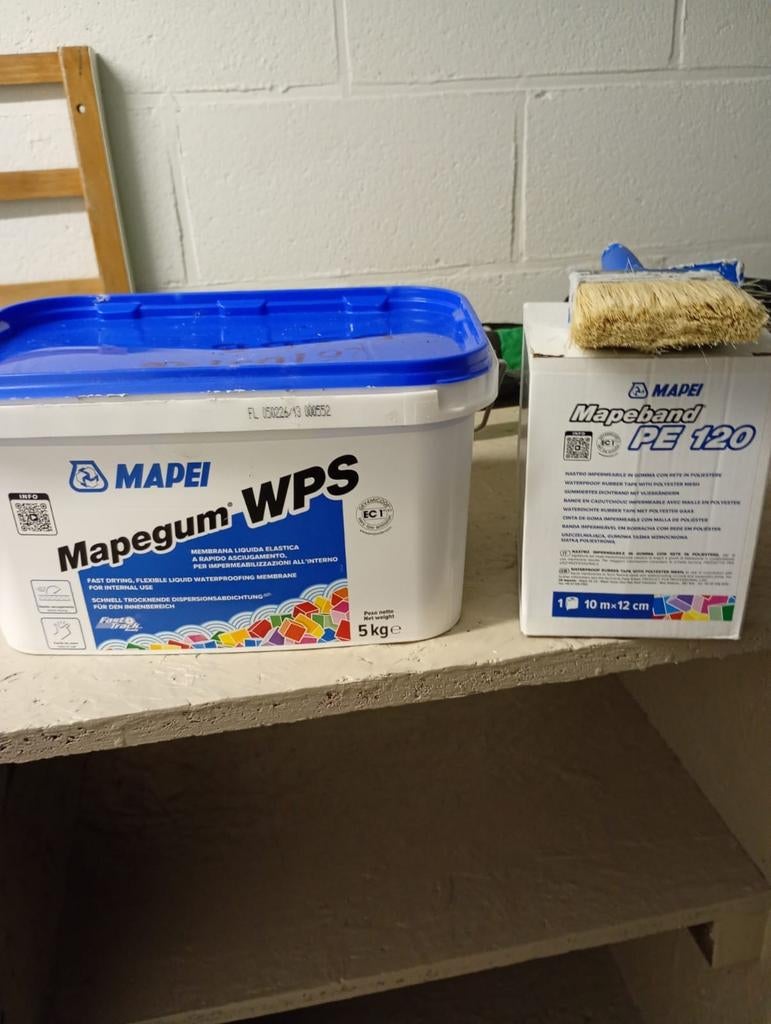 Mapei primer g + mapegum WPS + afdichtingstape, Ophalen
