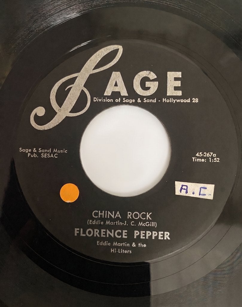 Florence Pepper — China Rock (1958) ZELDZAAM — Origineel VS, Gebruikt, Originele persing, 7 inch, Ophalen of Verzenden