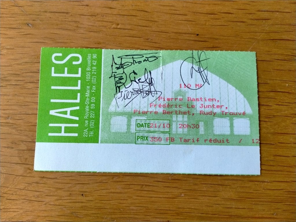 Ticket de concert "110m²" 1999@Halles de Schaerbeek signé, Verzamelen, Muziek, Artiesten en Beroemdheden, Gebruikt, Overige typen