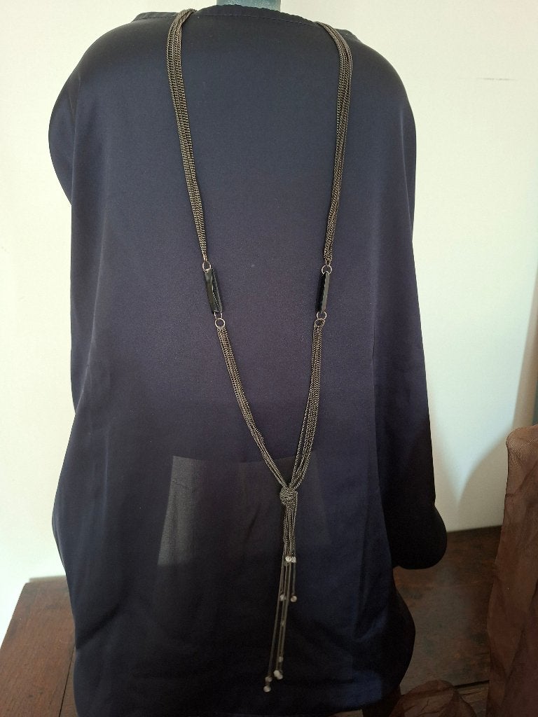 Lange halsketting met knoop, Bijoux, Sacs & Beauté, Colliers, Enlèvement ou Envoi, Avec pendentif, Comme neuf, Autres matériaux