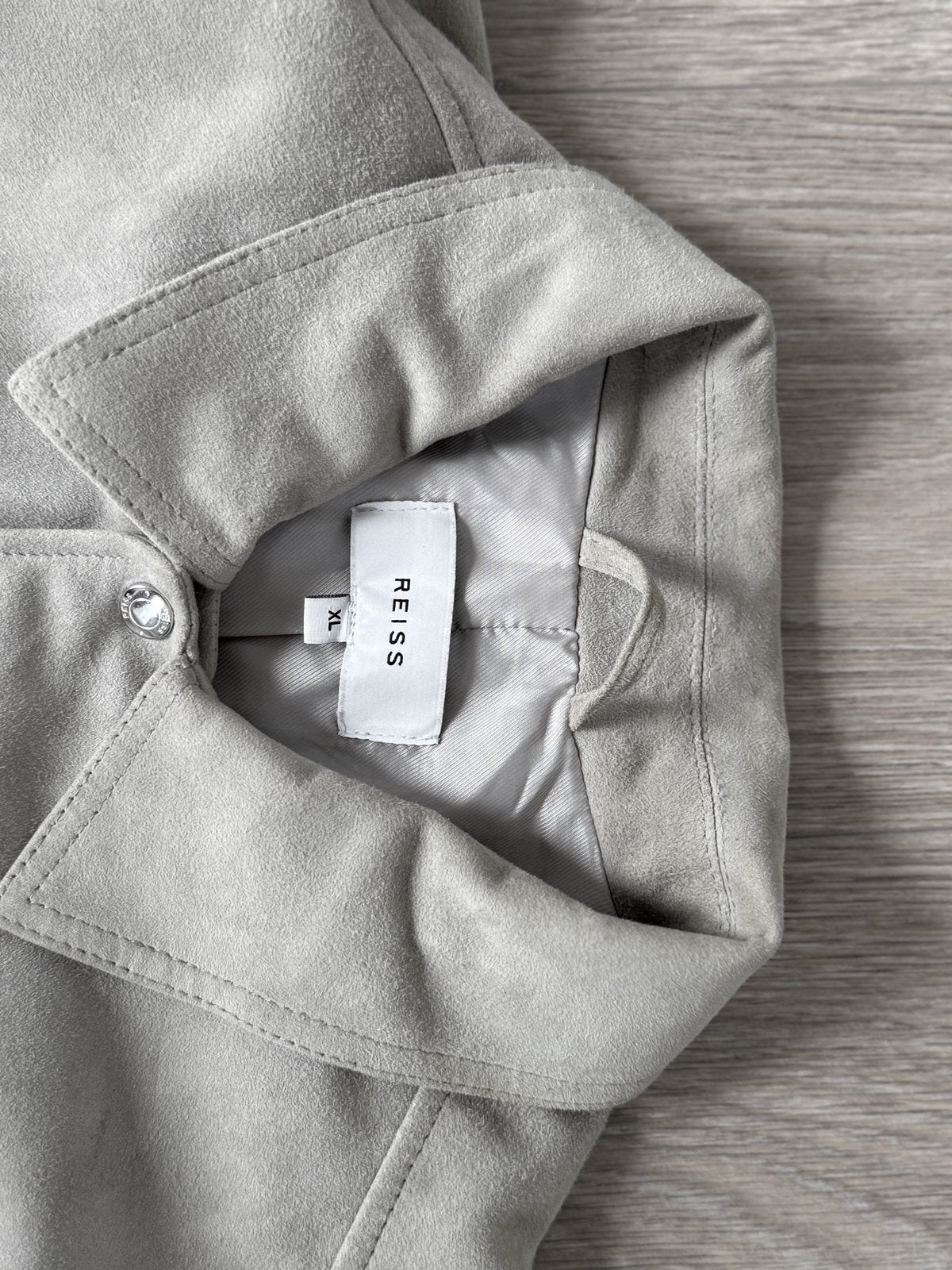Reiss London - Grijs Leren Jas - Echt Geitenleer, Vêtements | Hommes, Vestes | Été, Enlèvement ou Envoi, Comme neuf