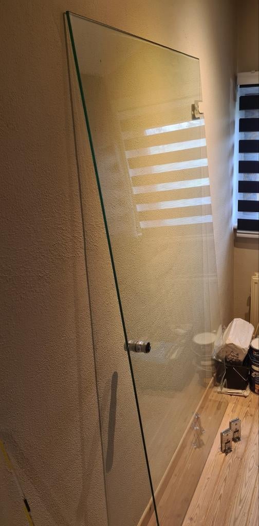 (Gehard) glazen douchedeur met scharnieren en knop 100 euro, Enlèvement, Verre, Douche