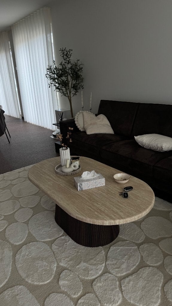 Travertinlook salontafel, Ophalen, 100 tot 150 cm, Travertinlook, 50 tot 100 cm