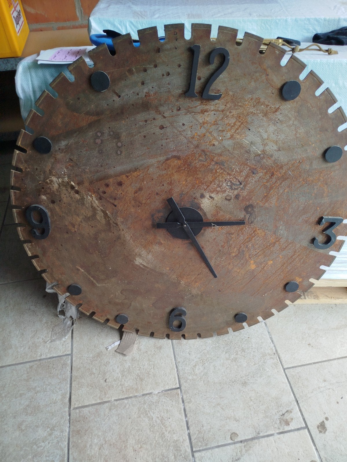 zaagblad 90 cm waar een klok is van gemaakt, Ophalen
