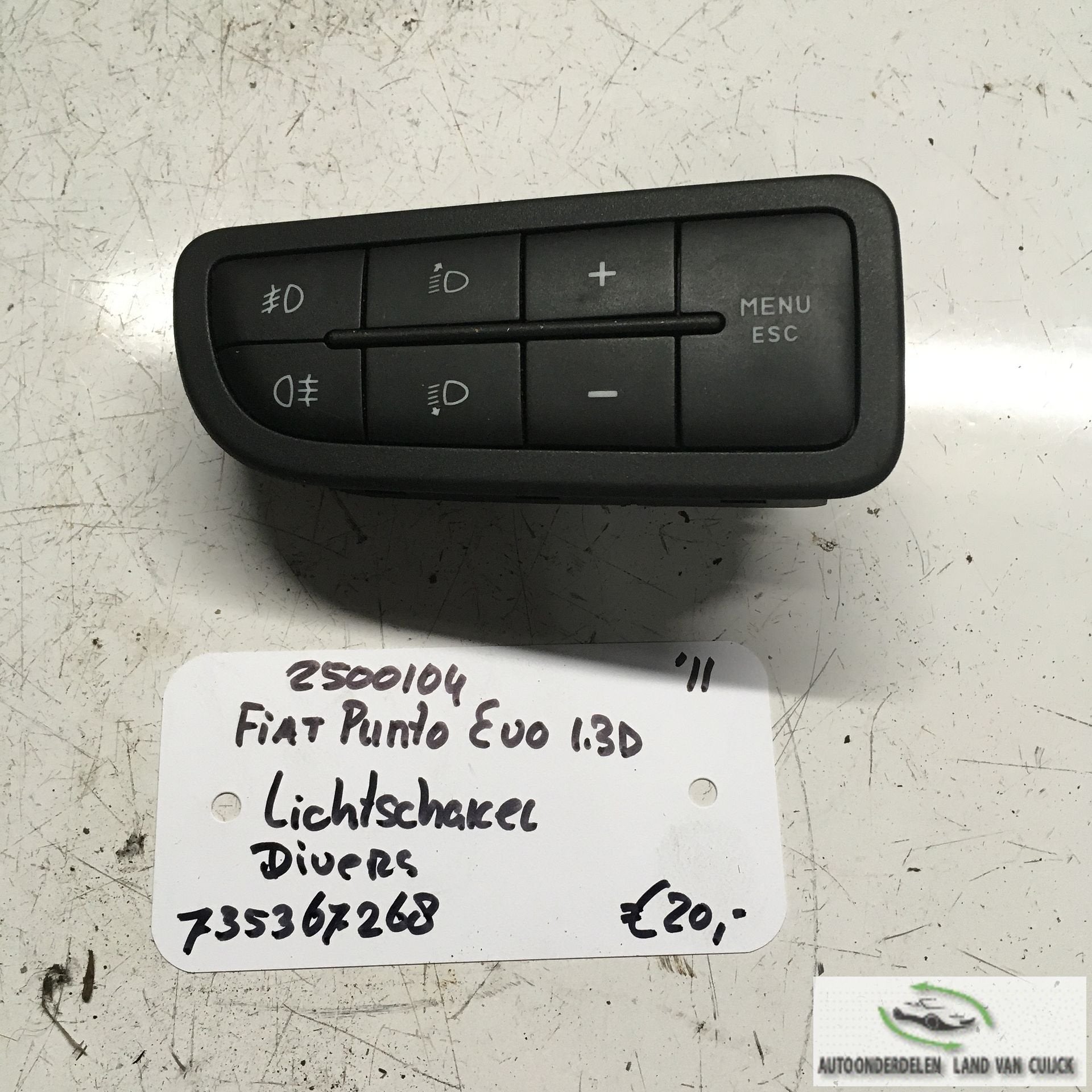 Fiat Punto Evo 5drs  1.3 Diesel 2011 2500104 Lichtschakelaar, Gebruikt, -, -, Ophalen of Verzenden