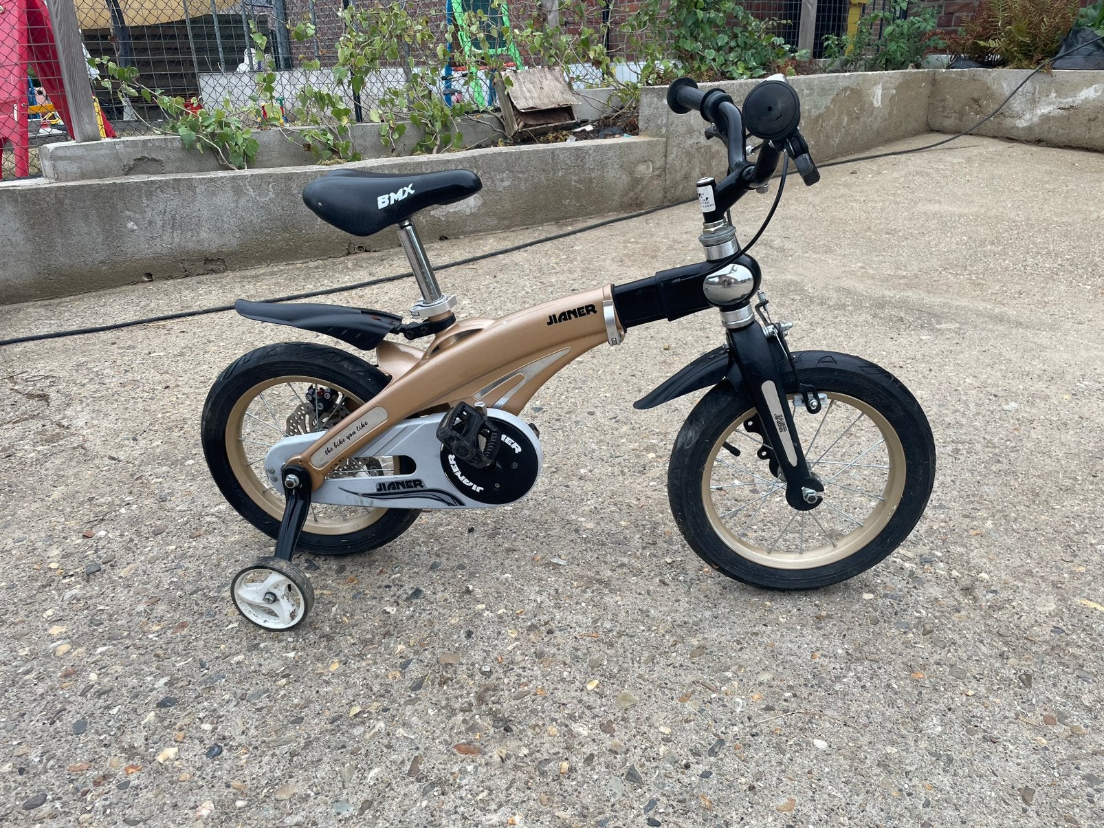 14inch bmx fiets met zijwieltjes, Fietsen en Brommers, Ophalen, Zijwieltjes, Schijfrem, Minder dan 16 inch