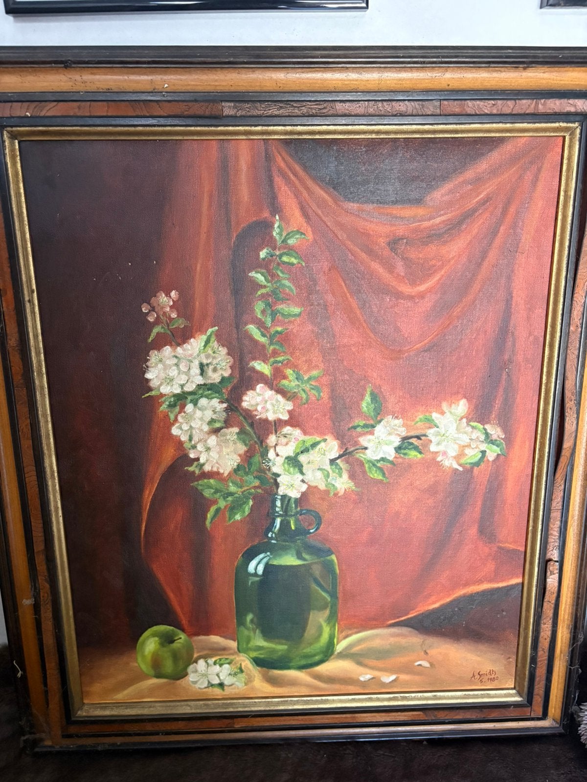 Olieverfschilderij vaas met bloemen, Ophalen, Bloemen, Doek