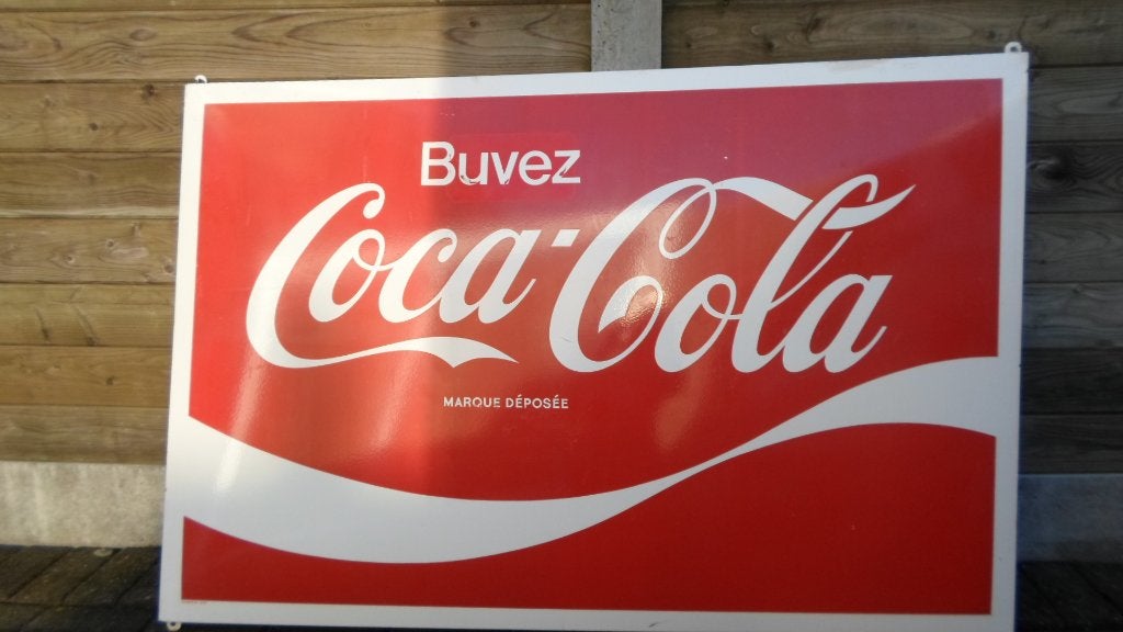 emaille bord coca-cola, Verzamelen, Merken en Reclamevoorwerpen, Zo goed als nieuw, Reclamebord, Ophalen