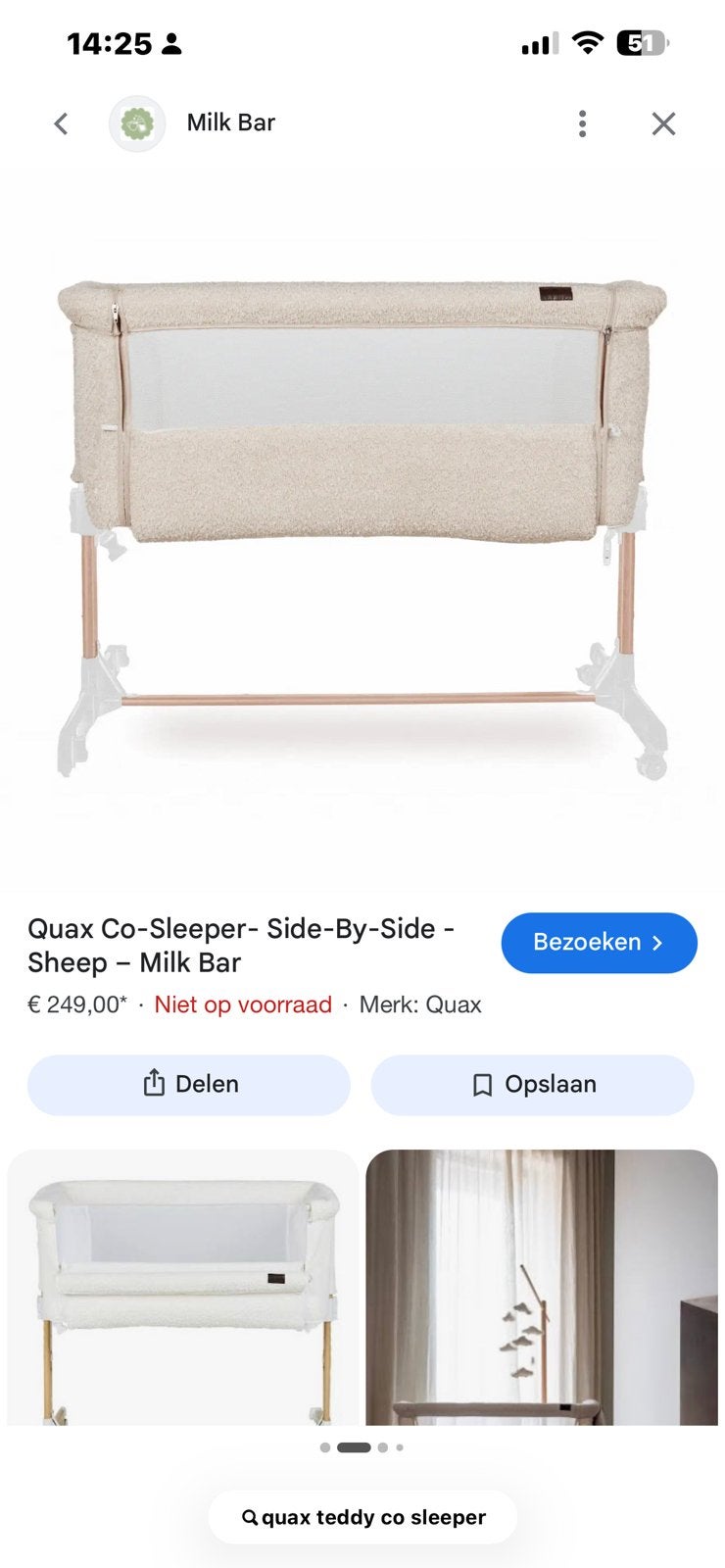 Quax teddy co-sleeper, Kinderen en Baby's, Ophalen, Zo goed als nieuw