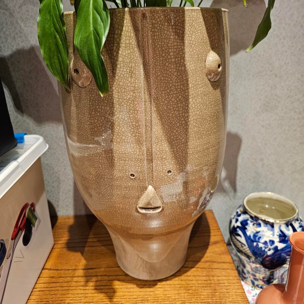 Facepot. Aardewerk. Bloempot. Gezicht., Huis en Inrichting, Ophalen of Verzenden, Nieuw, Overige kleuren