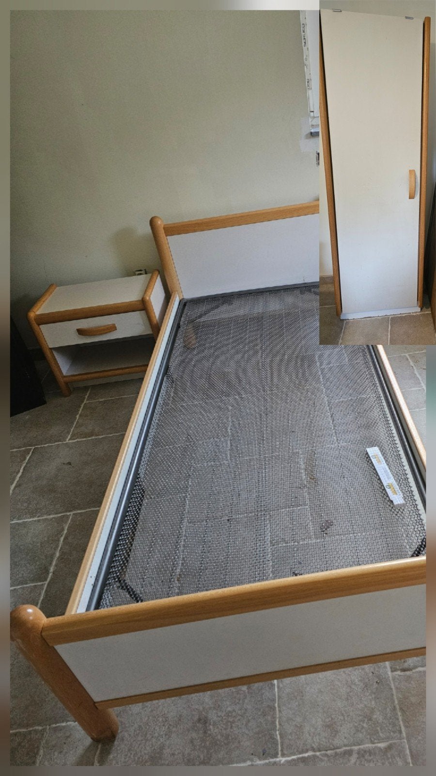 Chambre à coucher lit simple table de nuit garde-robe marque, 100 cm, Une personne, Enlèvement, Utilisé