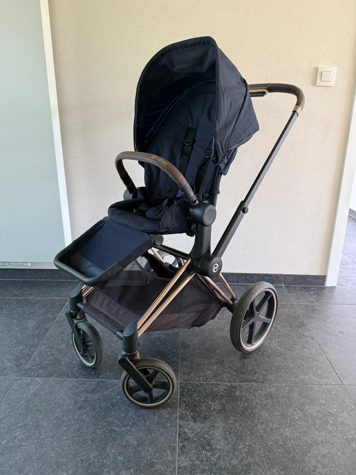 Cybex Priam Platinum - rosé gold/donkerblauw, Ophalen, Gebruikt, Kinderwagen
